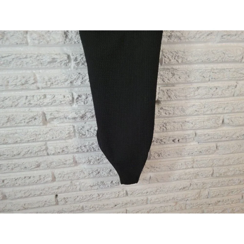 Forever 21 Womens 0X Swimsuit Black Waffle Knit One Piece Criss Cross BLA236E